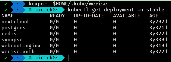 kubectl: werise workloads scaled down